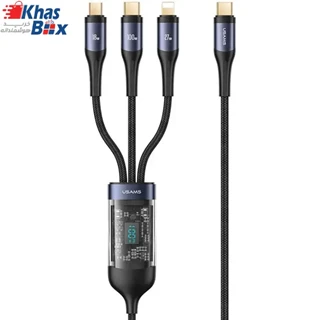 کابل شارژ سه سر تایپ سی به تایپ سی، میکرو و لایتنینگ 100 وات 1.2 متری یوسامز Usams US-SJ600 U83 Fast Charging & Data Cable