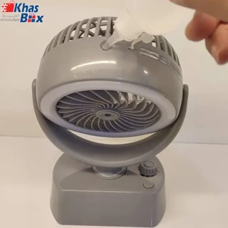 پنکه شارژی باتری خور چرخشی دارای مه پاش