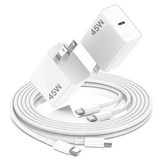 شارژر سریع آیفون 17، آداپتور 45 واتی USB C به همراه کابل 1.8 متری USB C سازگار با آیفون 17/Air/Pro/Pro Max/آیفون 16/Por/Pro Max/آیفون 15/آیپد پرو/مک بوک ایر/پرو/M1 M2