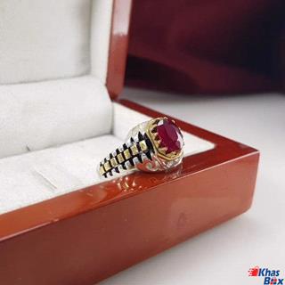 انگشتر یاقوت سرخ آفریقایی مردانه مدل 321