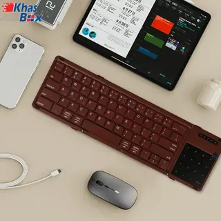 کیبورد بیسیم تاشو شارژی با تاچ پد