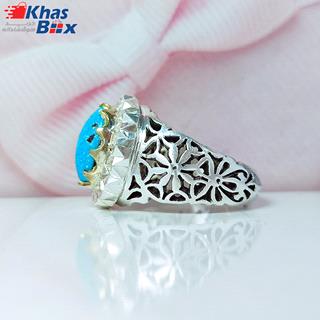 انگشتر فیروزه تاج برنجی مردانه نیشابوری دستساز کد 742