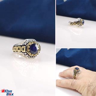 انگشتر یاقوت کبود آفریقایی مردانه مدل 33