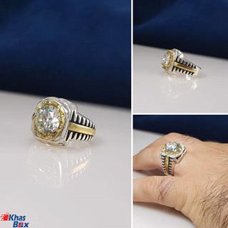 انگشتر موزانایت (الماس روسی) مردانه مدل 123