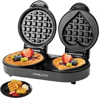 وافل 1100 واتی بلژیکی SOKANY SK-850، مینی وافل ساز دوبل، روکش نچسب، جمع و جور و تمیز کردن آسان، وافل ساز کوچک قلب، وافل ساز گرد برای هاش براون، نان تست فرانسوی، براونی - ارسال 20 روز کاری