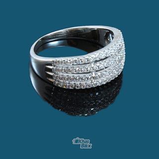 انگشتر نقره ای چهار هلال نگین دار مدل AT-128