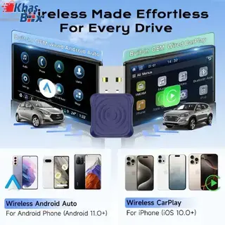 کارپلی و اندروید اتو مدلwireless Carplay/Android Auto به همراه مبدل USB به Type-C