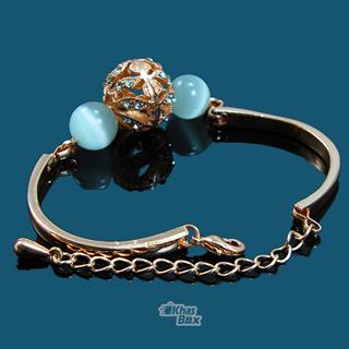 دستبند زنانه طلایی طرح مروارید و تاج مدل DT-65