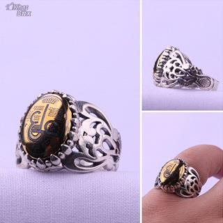 انگشتر حدید خطی طلایی مردانه