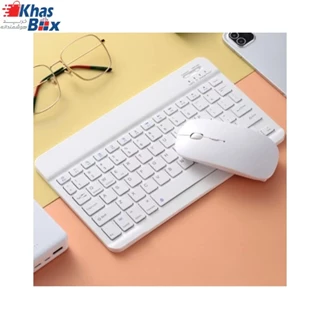 Bluetooth Keyboard and Mouse Combo Ultra-Slim Portable Compact Wireless Mouse Keyboard Set for IOS Android Windows Tablet Phone iPhone iPad Pro Air Mini (White)