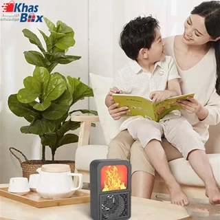 بخاری برقی فن دار طرح شومینه 