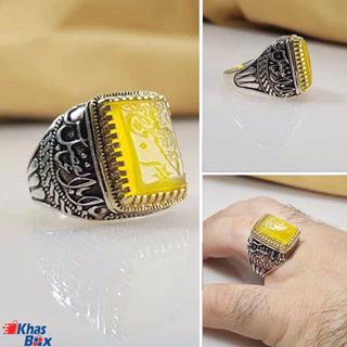 انگشتر عقیق مردانه شرف شمس نقش حسبی الله