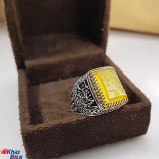 انگشتر عقیق مردانه شرف شمس نقش حسبی الله