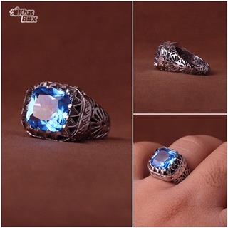انگشتر بلو توپاز سوئیسی اصل مردانه