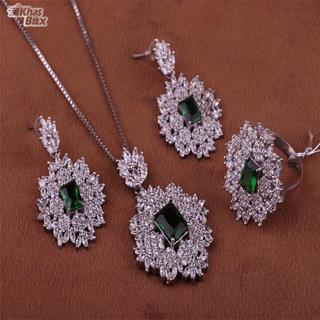 نیم ست زنانه جواهری زمرد اتمی زنانه