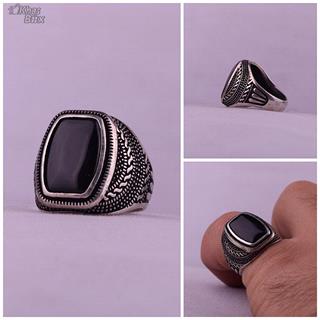 انگشتر عقیق مشکی مردانه 