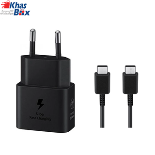 شارژر اصلی فست شارژ 15 وات سامسونگ همراه با کابل دو سر تایپ سی Samsung 15W Type-C With Type-C Cable (ساخت ویتنام)