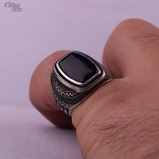 انگشتر عقیق مشکی مردانه 