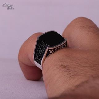 انگشتر عقیق مشکی اسپورت مردانه