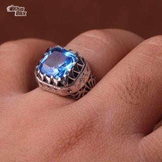 انگشتر بلو توپاز سوئیسی اصل مردانه