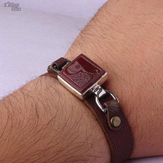 دستبند چرمی عقیق سرخ