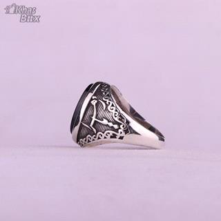 انگشتر عقیق مشکی خطی اصل مردانه