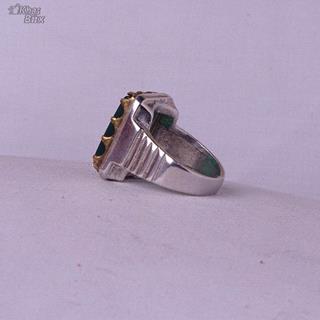 انگشتر عقیق سبز خطی مردانه