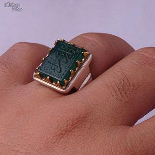 انگشتر عقیق سبز خطی مردانه