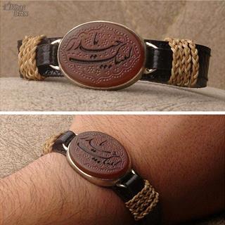 دستبند چرمی عقیق طبیعی