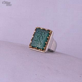 انگشتر عقیق سبز خطی مردانه