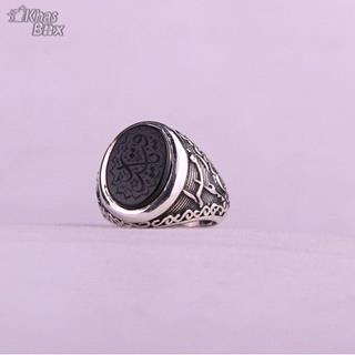 انگشتر عقیق مشکی خطی اصل مردانه