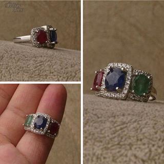 انگشتر سه جواهره زنانه