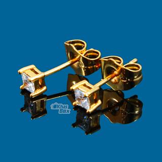 گوشواره طلایی ظریف با نگین طرح الماس مدل GT-22