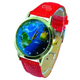 ساعت مچی عقربه ای اسپرت  BERNO طرح کره زمین بند قرمز کد SW-025