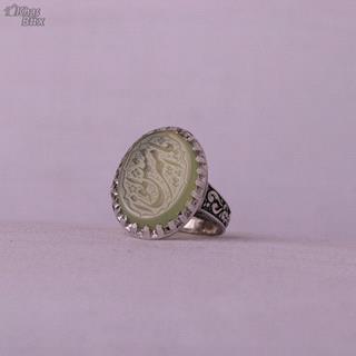 انگشتر عقیق سبز خطی مردانه 