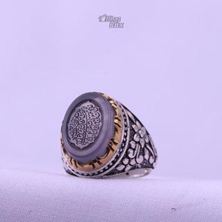 انگشتر عقیق کبود خطی مردانه