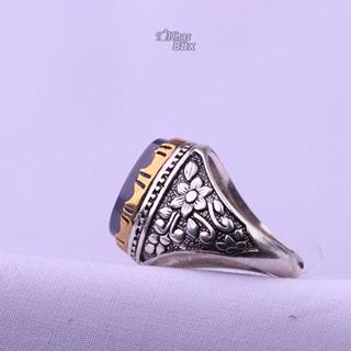 انگشتر عقیق کبود خطی مردانه