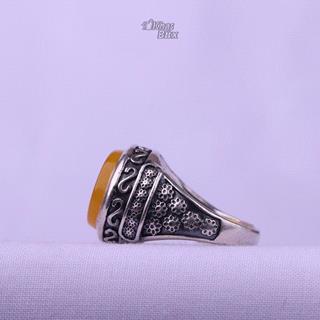 انگشتر عقیق زرد خطی نقش یازینب مردانه