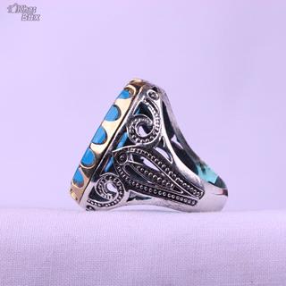 انگشتر عقیق آبی خطی نقش حرز امام رضا 