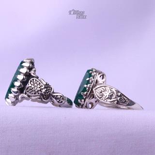 انگشتر ست عقیق سبز خطی 