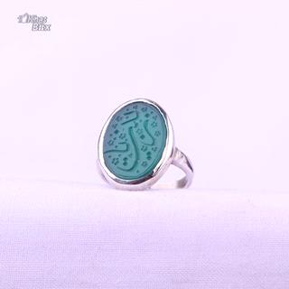 انگشتر نقره عقیق سبز خطی زنانه