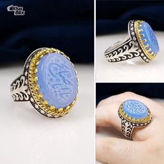 انگشتر نقره عقیق سوسنی خطی مردانه