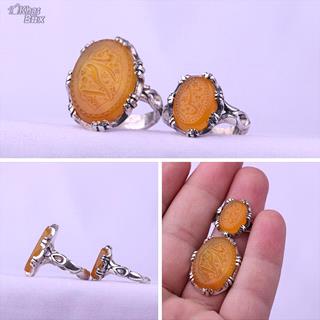 انگشتر ست عقیق زرد خطی 