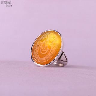 انگشتر عقیق پرتقالی خطی مردانه