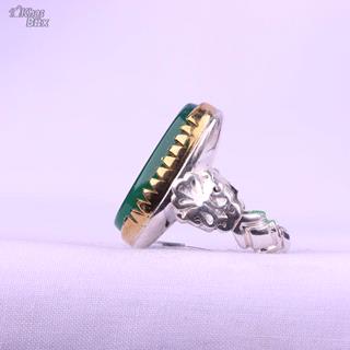 انگشتر عقیق سبز خطی نقش المهدی طاووس اهل الجنه