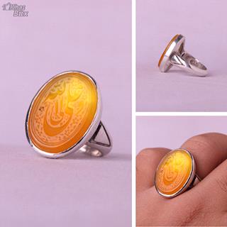 انگشتر عقیق پرتقالی خطی مردانه