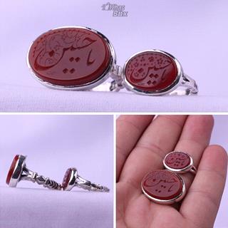 انگشتر ست عقیق سرخ خطی 