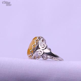 انگشتر عقیق زرد تراش الماسی زنانه 