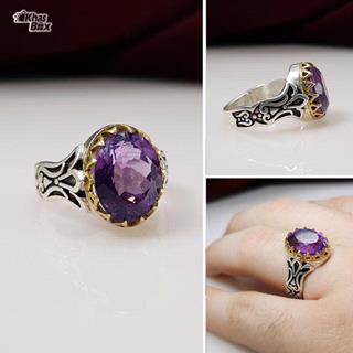 انگشتر نقره آماتیست مردانه