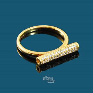 انگشتر طلایی زنانه نگین استوانه ای مدل AT-66 